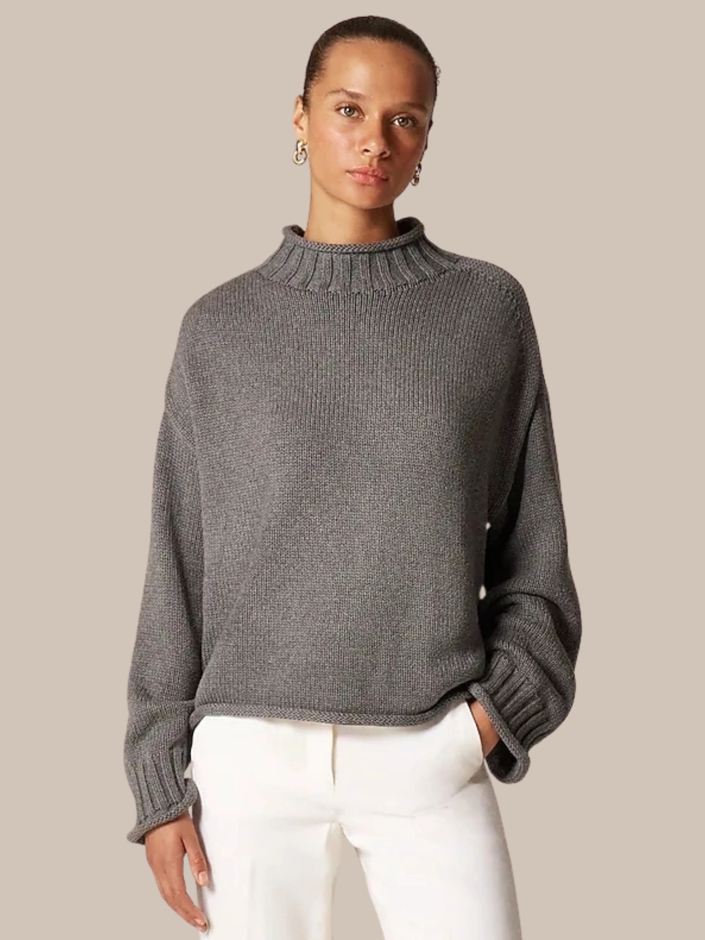 New! J. Crew 2025 Rollneck Sweater in Heather Carbon XXL